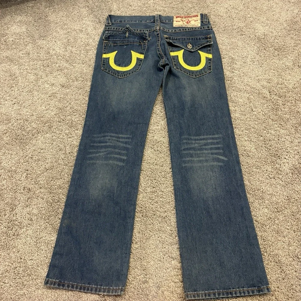 Y2K True Religion Billy Super T Jeans 32x33 FIT 34x33 5 Pocket USA Unique Biker